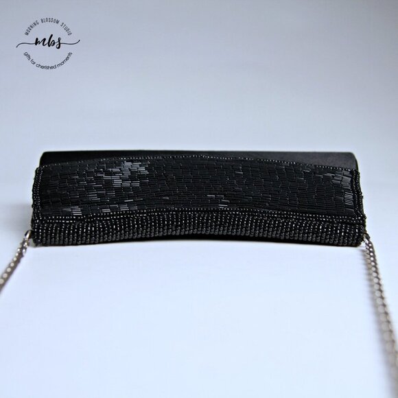 Vintage Beaded Silver Chain Strap Magnetic Closure Mini Shoulder Bag Clutch - Picture 7 of 12